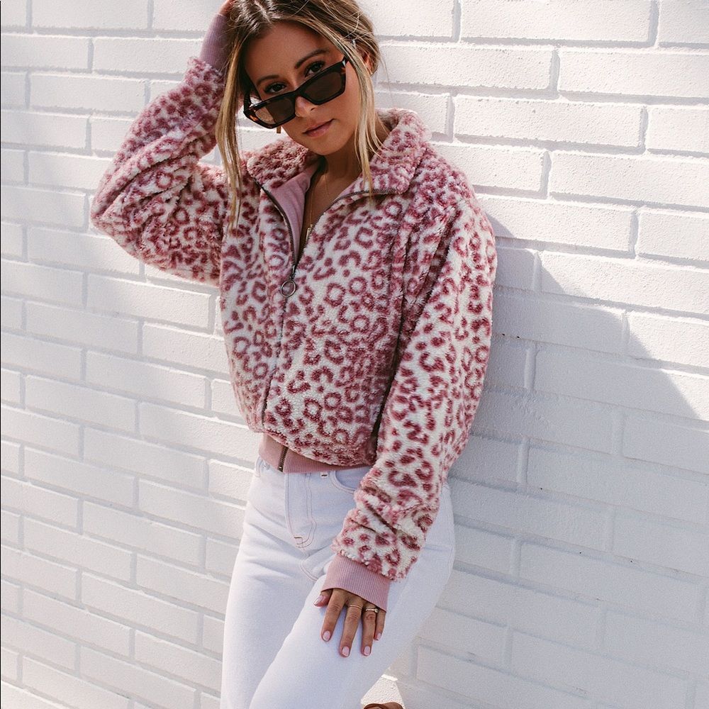 L*Space Pink Leopard Print Jacket